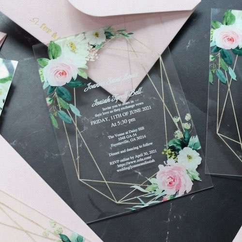 Wedding Invitation Card UV Printing Acrylic Invitation Card Personalized Custom
